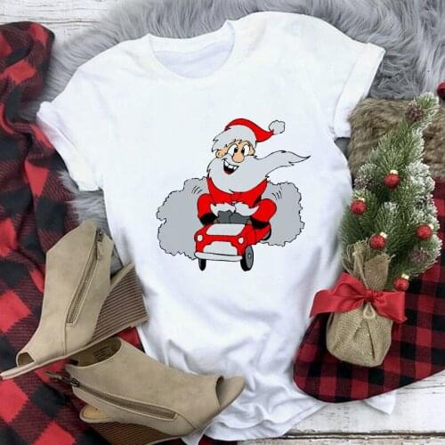 FIXSYS Womens Fashion Short Sleeve Round Neck Christmas T-Shirt Cartoon Printed Casual Graphic Tee Shirts Tops for Christmas