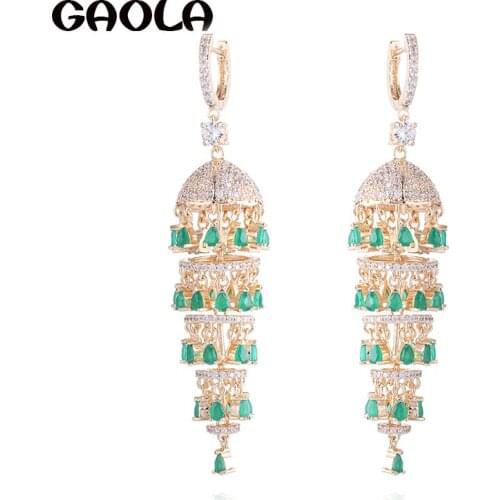 GAOLA Women Geometric Long Earrings Crystal Stone Umbrella Dangle Earring GLE7654