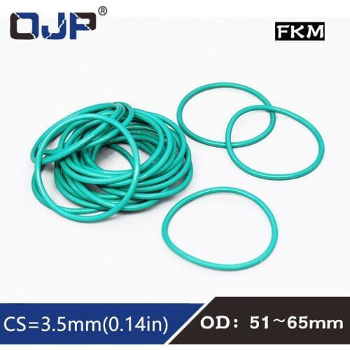 1PC Rubber Ring Green FKM O ring Seal 3.5mm Thickness OD51/52/53/55/56/57/58/60/62/63/65mm Rubber ORings seal Oil Ring Gasket