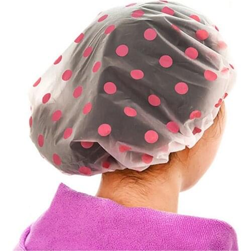 1PC Wave Point Shower Cap Waterproof Thicken High Quality Hair Salon Elastic For Women Bath Hat Hair Cap Bathroom Products