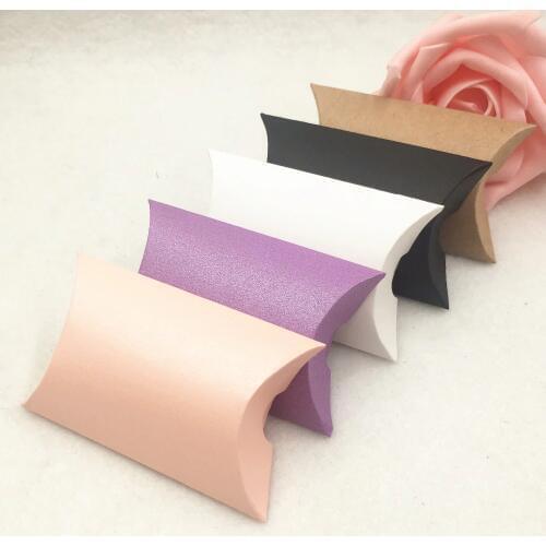 10pcs Kraft Paper Jewelry Packaging Box Small Handmade Necklace/Earrings/Hair Clip Pillow Shaped Gift Boxes Size:80x55x20mm