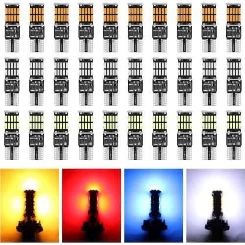 100pcs Car Interior Led Lights T10 4014 26 SMD Canbus No Error W5W 194 501 LED Instrument Lamps Bulbs Dome Lights 12V 6000K Red