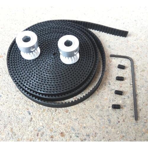 2pcs 16 teeth GT2 Timing belt Pulley Bore 5mm + 1 Meters GT2 timing Belt Width 6mm 2GT timing belt pulley