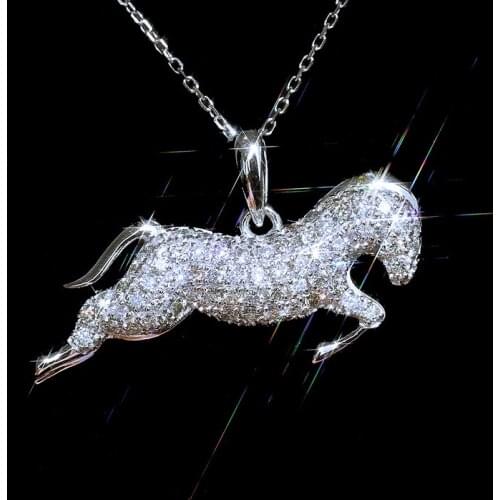 2020 New Arrival Micro Pave Zircon Horse Jewelry Necklace Accessories For Women Party Animal Pendant Jewelry Gifts Wholesale