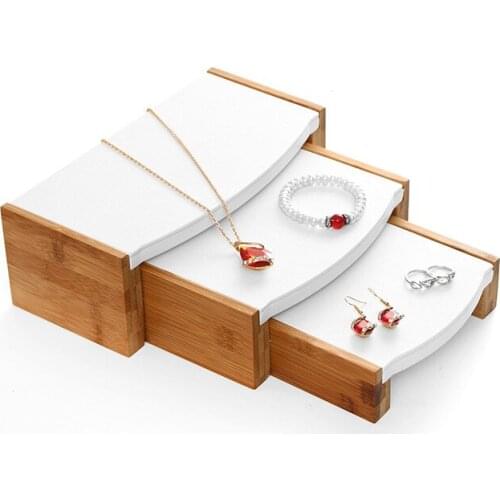 3 Pieces /set Wooden Bracelet Bangle Pendant Ring Display Stand With Microfiber Multifunctional Jewelry Holder Showcase