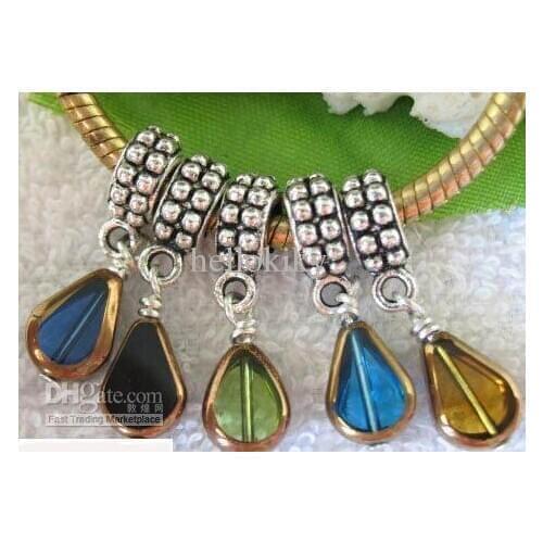 300PCS Mixed Teardrop Glass charm dangle for Bracelet charm M7320