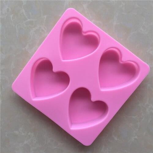 4 heart-shaped handmade soap mold Silicon gel shaped cake decoration tool