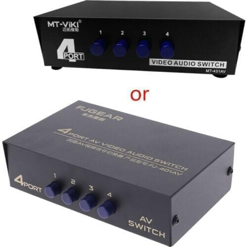 4 Port AV Audio Video RCA 4 Input 1 Output Switcher Switch Selector Splitter Box Drop Shipping Support