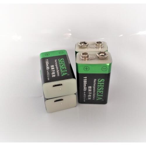 4pcs/lot 1180mAh 9V lithium ion battery 6F22 USB rechargeable battery instrumentation toy rechargeable battery free shipping