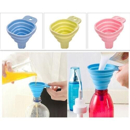 5/3/1Pcs Mini Foldable Funnel Silicone Collapsible Funnel Folding Portable Funnels Outdoor Household Liquid Dispensing Tools
