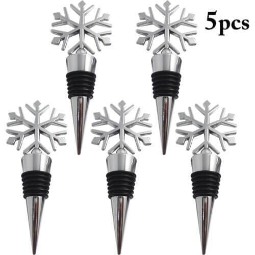 5pcs/set Wine Stopper Christmas Wine Stopper Creative Snowflake Bottle Stopper Wine Preserver Bar Tools Accessories