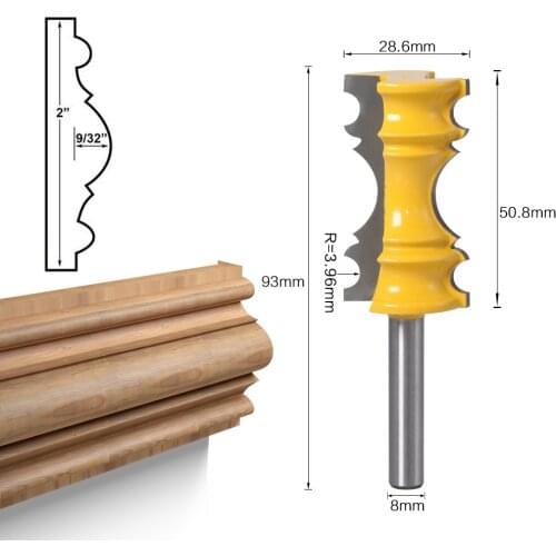 8mm Shank Wood Handrail Line Router Bit Armrest Crown Flower Thread Line Milling Cutter