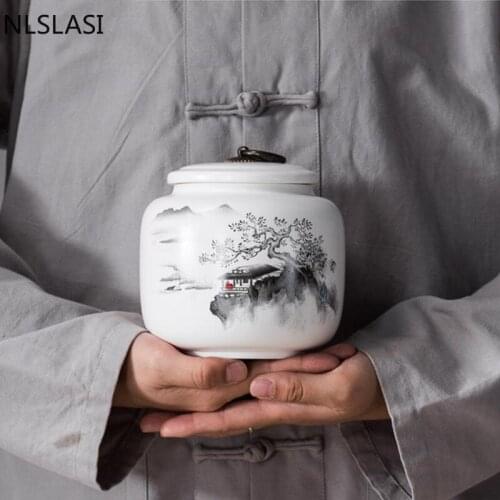 Large capacity Ceramic Jar Portable Sealed travel Tea Caddy Candy Coffee Container Spice Organizer Tea Boxes storage tank