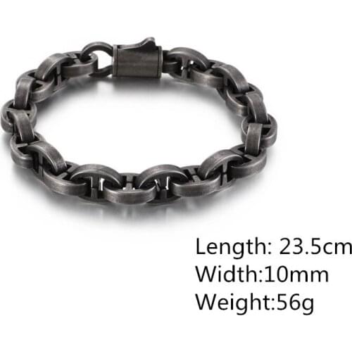 23.5cm Link Chain Bracelet Men Biker Stainless Steel Color Gold Black Matte Box Chain Armband Male Jewelry