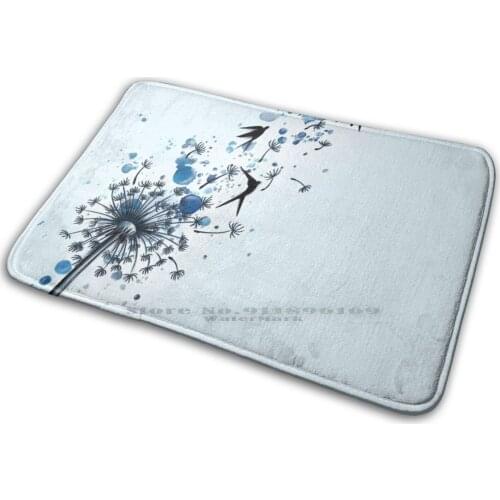 Breathe ( 2 )-By Gengerelle Mat Rug Carpet Anti-Slip Bedroom Entrance Door Mat Swallow Watercolor Dandelion