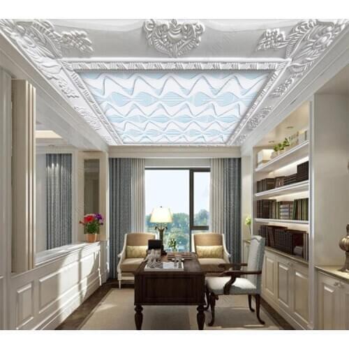 Custom Large Ceiling Mural Wallpaper 3d European relief gypsum line stereo Background wall Photo Mural Ceiling Wallpapers