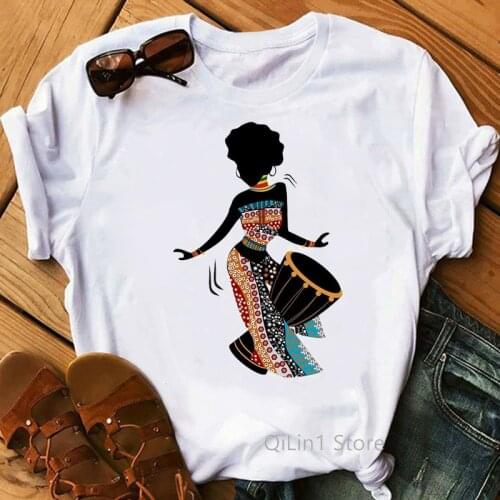 Vintage Black girl pure african t shirt women vogue Melanin shirt aesthetic clothes haut femme summer tops white female t-shirt