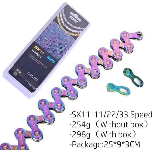 SUMC MTB Mountain Road Bicycle Chain SX11 for M7000 M8000 11 22 33 Speed Colorful Golden Silver Color MissingLink