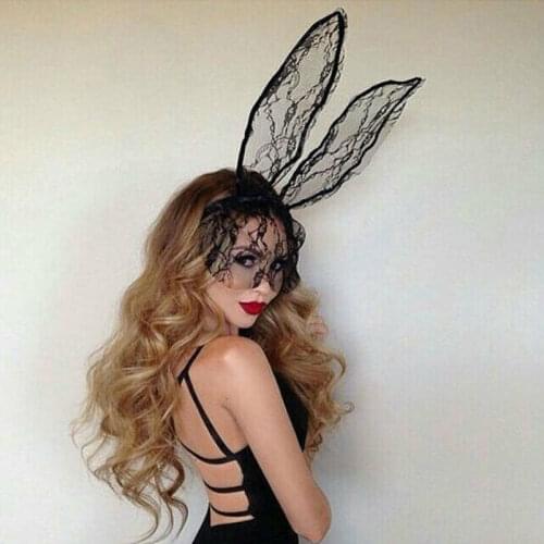 Halloween Costume Party Ball Rabbit Bunny Ears Copsplay Headband Lace Eye Mask Hot Lace Headgear Rabbit Ears Sexy Mystery Mask