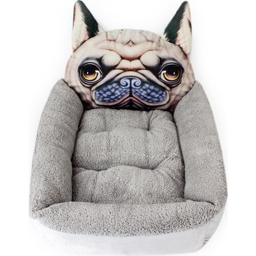 3D Doge Print Bed Pet Warm Beds Funny Sofa Cushion Supplies Warm Dog House for Small Large Pet Sleeping Cozy Puppy Nest Kennel