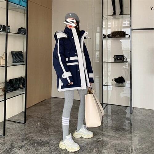 Autumn winter fashion Women tooling parkerdown jacket hooded patchwork thick coat Female warm clothes puffer jacket new