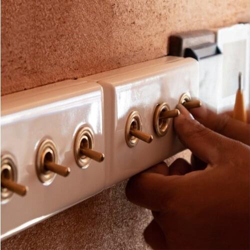 Brass wall toggle switch High Quality Home Improvement Retro Ceramic Knob Switch Light wall switch wallpad Switch for livingroom