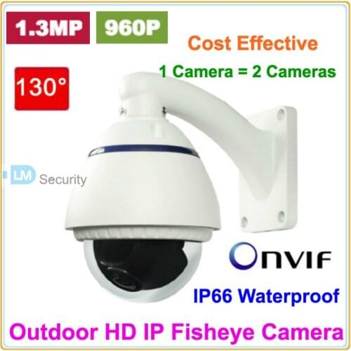 Lihmsek 1.3 Megapixel IP 130 Degree Wide Angle Lens Fish Eye Camera 960P Network Onvif Fisheye Camera for Outdoor Use