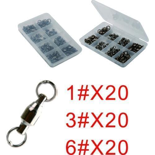Maximumcatch 60 Pieces 3 Size Ball Bearing Fishing Swivel With Welding Ring Fishing Tackle Fishing Accessory