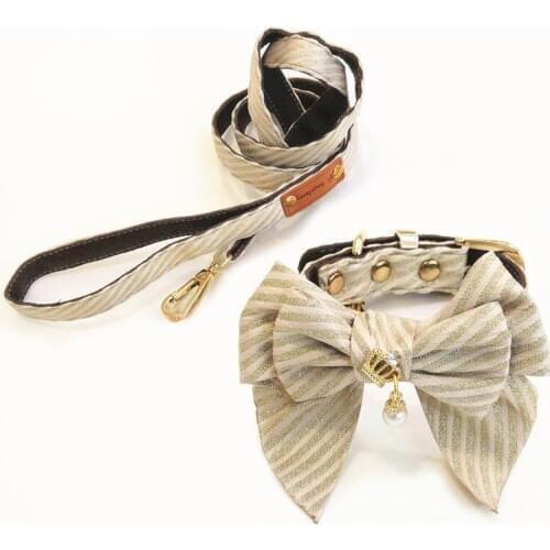 Fashion Designer Exquisite Dog Collar Leash Set Bowknot Pet Collar for Small Medium Dogs Luxury Gift Dog Collar Walking Lead