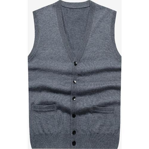 Mens solid color sleeveless sweaters cardigans wool knitted single breasted men cashmere warm vest cardigan