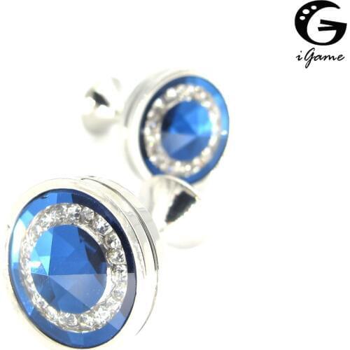 IGame Mens Blue Cuff Links Silver Color Brass Material Crystal Design Shirt Cufflinks Free Shipping