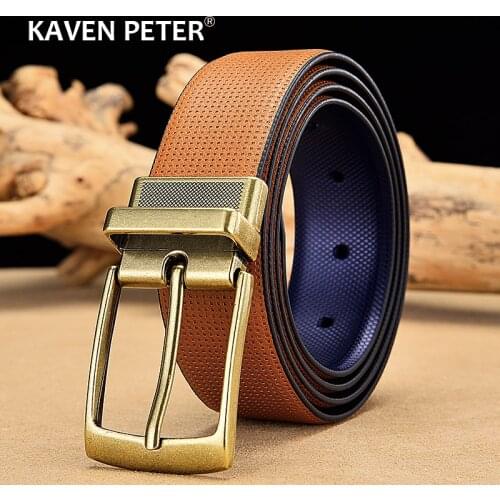 Mens Leather Reversible Belt Classic Fashion Designs Wholesale Male Business Dress Dot Belts With Rotated Buckle Dropship