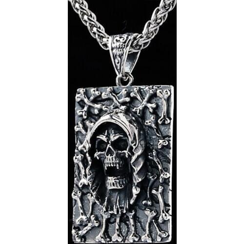 BOCAI New real 925 sterling silver pendant men devil skull rock Thai silver personalized jewelry solid s925 silver men pendant