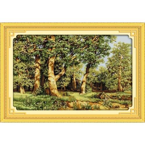 Oak Forest Scenic Counted Cross-Stitching 11CT Printed 14CT Handmade Cross Stitch Set Cross-stitch Kit Embroidery Needlework