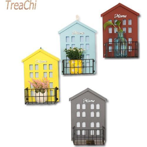Small house rack living room wall decoration pendant living room wall wall hanging flower frame retro room wall decoration