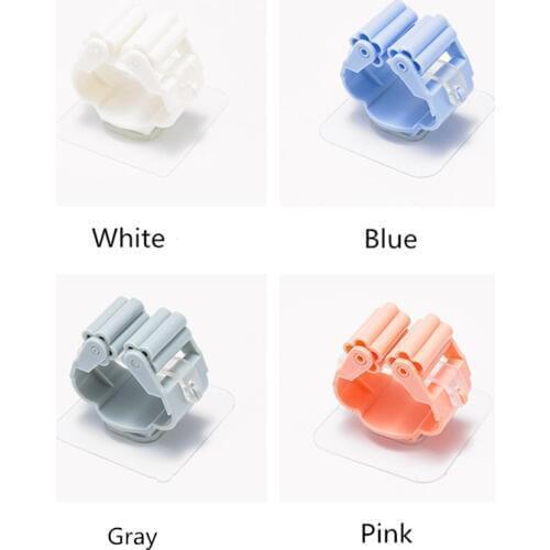 1Pc Mop Broom Holder Wall Mounted Mop Holder Household Adhesive Storage Broom Hanger Mop Hook Racks Kitchen Bathroom Organizer