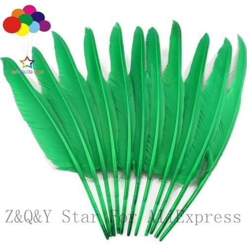 Natural 35-40CM Goose Humpback Feather Dyed Green DIY Craft Ornament Pen Accessories Feather