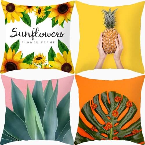 Simple Style Tropical Leaves Cushion Cover Cactus Fruit Pillow Cases Polyester Car Decorative Pillowcase Sofa Home Throw Pillows