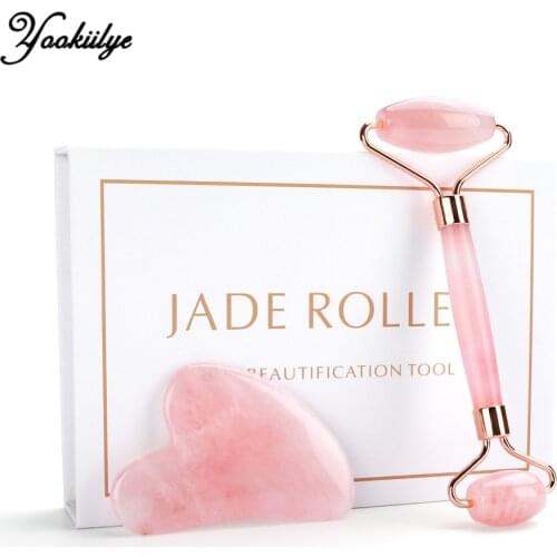 Facial Jade Roller Quartz Roller Set Face Massager Double Heads Stone Massage Skin Rejuvenation Beauty Care Thin Face Slimming