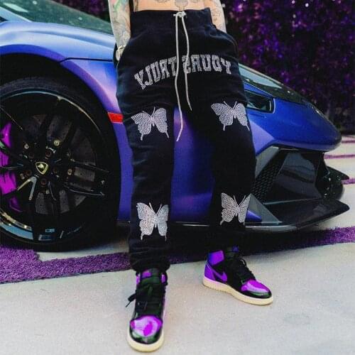 New butterfly hot diamond printed sweatpants slim fit slimming design drawstring y2k trousers womens clothing Womens pants