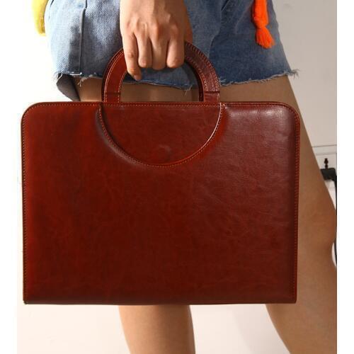 A4 Fichario Document Bag Clip File Folder Cabinet Padfolio Briefcase Notebook with Calculator Handle Zipper Manager Organizer