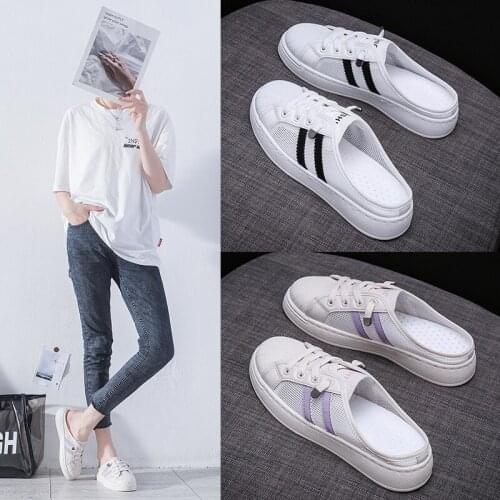 Half Slippers Women Summer New Breathable Mesh Womens Shoes Fashion Casual Style Outer Wear Semi-supporting Womens Shoes 6
