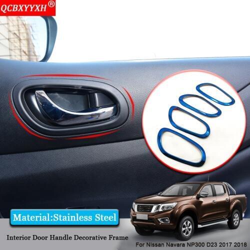 QCBXYYXH Car-styling Car Inside Door Handle Frame Inside Door Sequins Covers Accessories For Nissan Navara NP300 D23 2017 2018