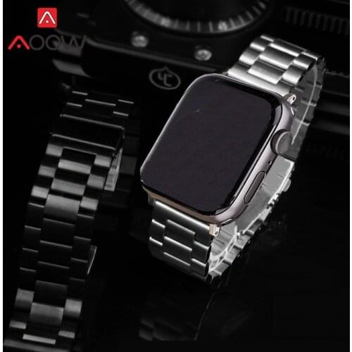 Solid Stainless Steel Strap for Apple Watch iwatch 6 5 4 3 2 SE 38mm 42mm 40mm 44mm Folding buckle Men Metal Replace Wrist Band