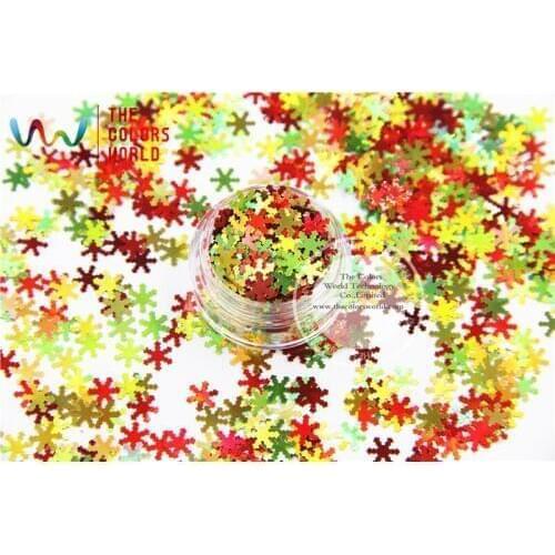 Xmas-281 Mixed Laser Holographic Colors Snowflake Shape 6.0MM Size Glitter Sequins for nail art and DIY Christmas decoration