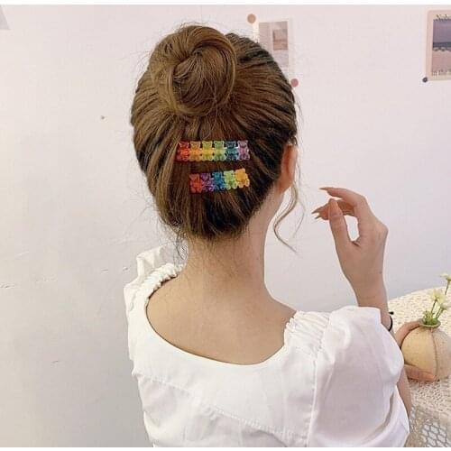 Candy Color Cute Jelly Bear Resin Hairpin Hair Accessories Hairpin Girl Bangs Duckbill Hair Accessories Snap Hair Clips