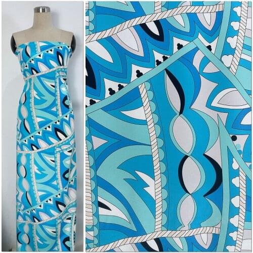 Heavy Silk Shirt, Cheongsam, Dress, Fabric, 28 Mum, Inkjet, Stretch, Crepe, Summer Blue