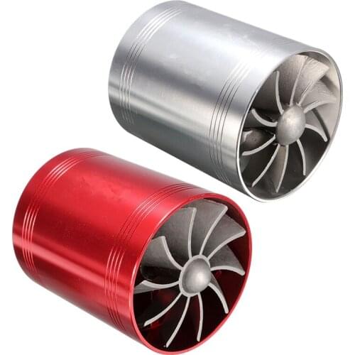 Universal Car Double Turbine Turbo Charger Air Intake Gas Fuel Saver Fan Auto Car Supercharger