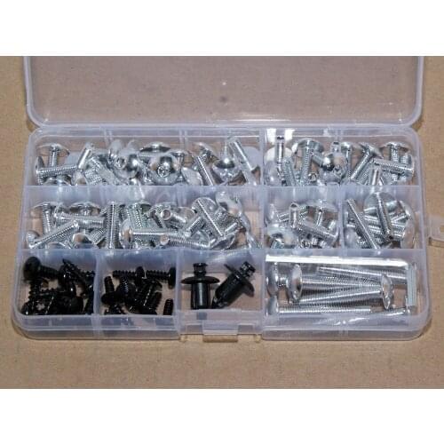 Silver Universal Motorcycle Sportbike Complete Fairing Bolt Kit Body Fasteners Clip Screws For Honda Yamaha Kawasaki