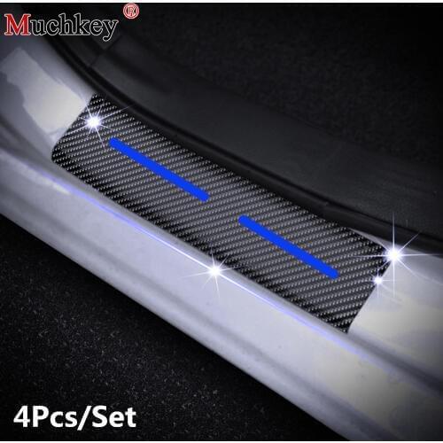 4PCS Car-Styling For Ford Fiesta 2009 To 2017 Car Door Scuff Sill Plates Step Plate Protector Carbon Car Sticker Car Accessories
